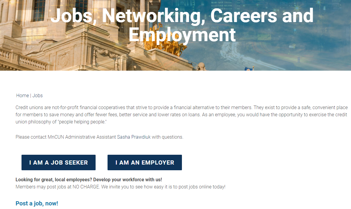 Jobs Home page
